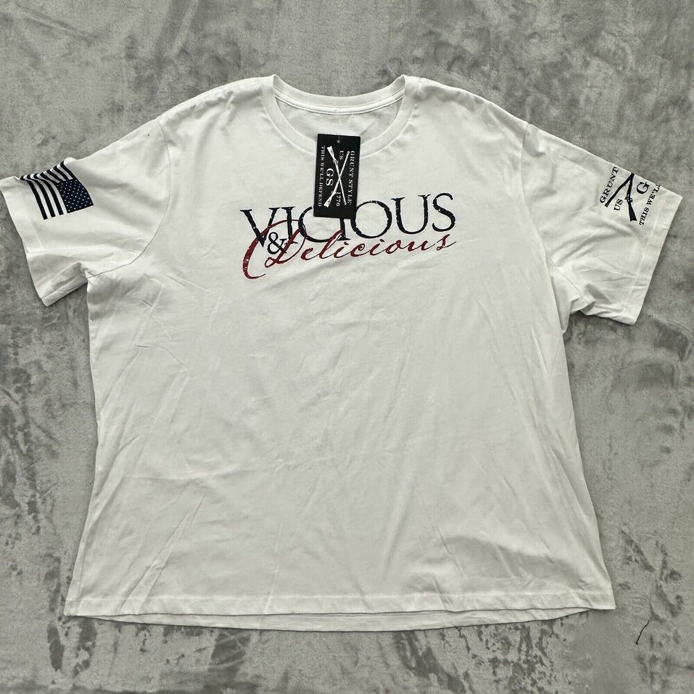 Grunt Style Shirt Women’s 3XL White Delicious & Vicious Tee Graphic Print